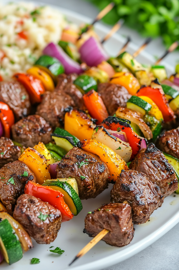 beef and vegetable kebabs